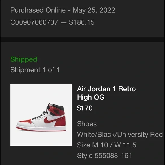 Air Jordan by Nike 1 Retro High OG Heritage White Red Black SZ. 10 - Picture 13 of 13